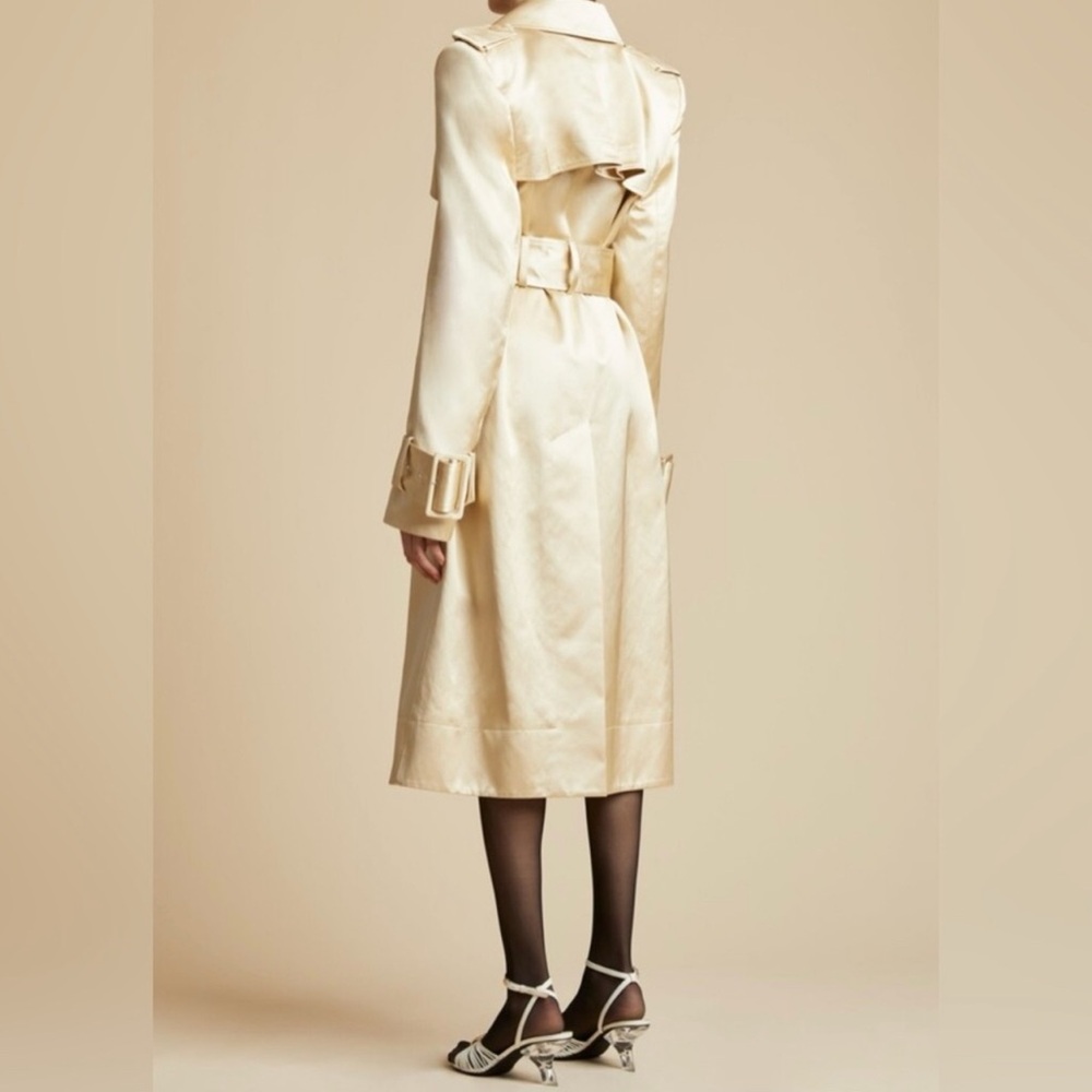 KHAITE Jaden Satin Trench Coat Size 6 NWT - Picture 3 of 11